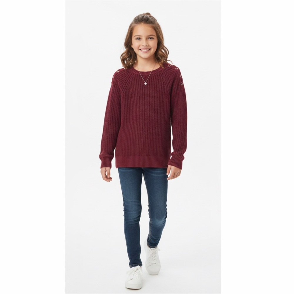 The Children’s Place Burgundy Lace-Up Shoulder Knit‎ Sweater 5/6